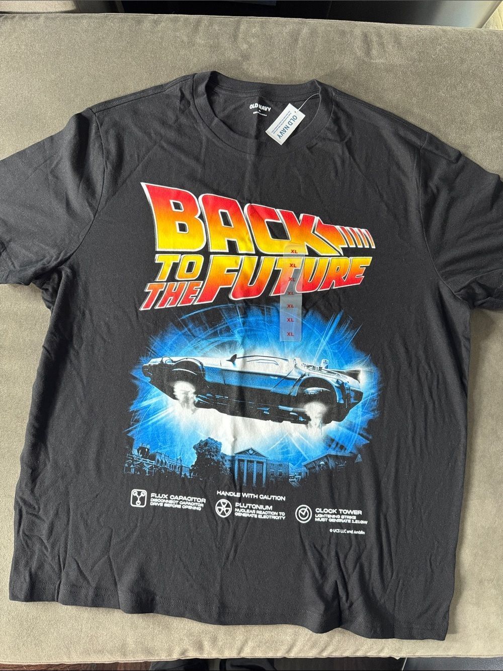 Old Navy Black Back to the Future Graphic Tee Short Sleeve 100% Cotton XL NWT